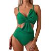 imageCHICWISH Women Bikini Sets Swimsuits Ruched Knot Front Two Piece Bathing SuitTeal