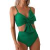 imageCHICWISH Women Bikini Sets Swimsuits Ruched Knot Front Two Piece Bathing SuitTeal
