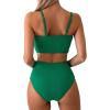 imageCHICWISH Women Bikini Sets Swimsuits Ruched Knot Front Two Piece Bathing SuitTeal