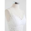 imageCHICWISH Women Blossom Lace Cami Bustier Top Sexy Spaghetti Strap V Neck Corset Going Out Party Crop Tank TopWhite