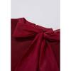 imageCHICWISH Women Bow Tied Long Sleeve Knit Top Mock Neck Slim Fitted Elegant Blouses Top Solid Wrap Pullover TopsBurgundy