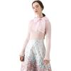 imageCHICWISH Women Bow Tied Long Sleeve Knit Top Mock Neck Slim Fitted Elegant Blouses Top Solid Wrap Pullover TopsPink