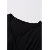 imageCHICWISH Women Casual Cross Wrap Ruched V Neck Long Sleeves Tops Slim Fitted T Shirt Basic Solid Tunic Black TopsBlack