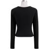 imageCHICWISH Women Casual Cross Wrap Ruched V Neck Long Sleeves Tops Slim Fitted T Shirt Basic Solid Tunic Black TopsBlack