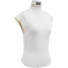 imageCHICWISH Women Summer Cap Sleeve Tops Mock Neck T Shirt Casual Back Drawstring Waist Slim Fit Knit Solid TopsGreywhite