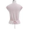 imageCHICWISH Women Summer Cap Sleeve Tops Mock Neck T Shirt Casual Back Drawstring Waist Slim Fit Knit Solid TopsPink