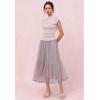 imageCHICWISH Women Summer Cap Sleeve Tops Mock Neck T Shirt Casual Back Drawstring Waist Slim Fit Knit Solid TopsPink