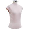 imageCHICWISH Women Summer Cap Sleeve Tops Mock Neck T Shirt Casual Back Drawstring Waist Slim Fit Knit Solid TopsPink