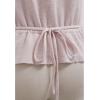 imageCHICWISH Women Summer Cap Sleeve Tops Mock Neck T Shirt Casual Back Drawstring Waist Slim Fit Knit Solid TopsPink