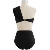 imageCHICWISH Womens BlackWhiteRust RedBrown Sweet Knot OneShoulder Bikini Set SwimsuitBlack