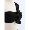 imageCHICWISH Womens BlackWhiteRust RedBrown Sweet Knot OneShoulder Bikini Set SwimsuitBlack