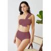 imageCHICWISH Womens BlackWhiteRust RedBrown Sweet Knot OneShoulder Bikini Set SwimsuitRust Red