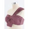 imageCHICWISH Womens BlackWhiteRust RedBrown Sweet Knot OneShoulder Bikini Set SwimsuitRust Red