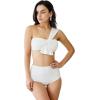 imageCHICWISH Womens BlackWhiteRust RedBrown Sweet Knot OneShoulder Bikini Set SwimsuitWhite
