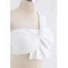 imageCHICWISH Womens BlackWhiteRust RedBrown Sweet Knot OneShoulder Bikini Set SwimsuitWhite