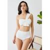 imageCHICWISH Womens BlackWhiteRust RedBrown Sweet Knot OneShoulder Bikini Set SwimsuitWhite