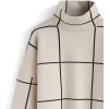 imageCHICWISH Womens Fall Turtleneck Sweater Pullover Plaid Long Sleeve Casual Knitted Winter Checkered Sweaters TopsCreamturtleneck