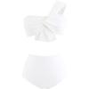 imageCHICWISH Womens BlackWhiteRust RedBrown Sweet Knot OneShoulder Bikini Set SwimsuitWhite