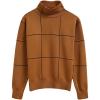 imageCHICWISH Womens Fall Turtleneck Sweater Pullover Plaid Long Sleeve Casual Knitted Winter Checkered Sweaters TopsPumpkin Gridturtleneck