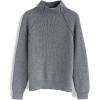 imageCHICWISH Women Comfy Casual Long Sleeve Heart Shape Patched GreyWhiteNavy Knit Top Pullover SweaterGrey