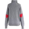 imageCHICWISH Women Comfy Casual Long Sleeve Heart Shape Patched GreyWhiteNavy Knit Top Pullover SweaterGrey