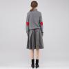 imageCHICWISH Women Comfy Casual Long Sleeve Heart Shape Patched GreyWhiteNavy Knit Top Pullover SweaterGrey
