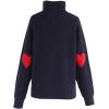 imageCHICWISH Women Comfy Casual Long Sleeve Heart Shape Patched GreyWhiteNavy Knit Top Pullover SweaterNavy