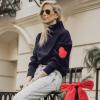 imageCHICWISH Women Comfy Casual Long Sleeve Heart Shape Patched GreyWhiteNavy Knit Top Pullover SweaterNavy