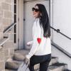 imageCHICWISH Women Comfy Casual Long Sleeve Heart Shape Patched GreyWhiteNavy Knit Top Pullover SweaterWhite