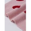 imageCHICWISH Women Romantic Hearts Knit Sweater Puff Long Sleeve Crew Neck Soft Casual Valentines Party Crop Pullover TopsDusty Pink