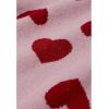 imageCHICWISH Women Romantic Hearts Knit Sweater Puff Long Sleeve Crew Neck Soft Casual Valentines Party Crop Pullover TopsDusty Pink