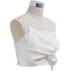 imageCHICWISH Women Strapless Tube Crop Tops Twist Knotted Front Elastic Back Sexy Going Out Bustier Corset Tank Tops WhiteWhite