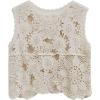 imageCHICWISH Women Summer Bohemian Crewneck Sleeveless Cutwork Crochet Top Casual Hollow Out Cropped Beach Tank Top Vest Sand