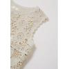 imageCHICWISH Women Summer Bohemian Crewneck Sleeveless Cutwork Crochet Top Casual Hollow Out Cropped Beach Tank Top Vest Sand
