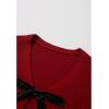 imageCHICWISH Women Velvet Tie Front Crop Ribbed Knit Cardigan Sweaters V Neck Long Sleeves Trendy Fall Winter Casual TopsRed