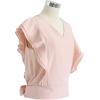 imageCHICWISH Womens Comfy Casual WhitePeach PinkBlack Bowknot Tie Waist Sleeveless Ruffle Crop VNeck TopPeach