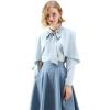 imageCHICWISH Womens Crush on Casual Blue Bowknot VNeck Cape Sleeves Chiffon TopBlue