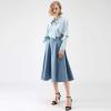 imageCHICWISH Womens Crush on Casual Blue Bowknot VNeck Cape Sleeves Chiffon TopBlue