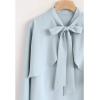 imageCHICWISH Womens Crush on Casual Blue Bowknot VNeck Cape Sleeves Chiffon TopBlue