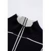 imageCHICWISH Womens Grid Mock Neck Knit Top Sweater Pullover Plaid Long Sleeve Casual Knitted Fall CheckeredBlack Gridmock Neck