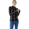 imageCHICWISH Womens Grid Mock Neck Knit Top Sweater Pullover Plaid Long Sleeve Casual Knitted Fall CheckeredBlack Gridmock Neck