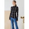 imageCHICWISH Womens Grid Mock Neck Knit Top Sweater Pullover Plaid Long Sleeve Casual Knitted Fall CheckeredBlack Gridmock Neck