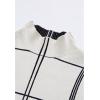 imageCHICWISH Womens Grid Mock Neck Knit Top Sweater Pullover Plaid Long Sleeve Casual Knitted Fall CheckeredIvory Gridmock Neck
