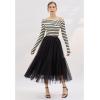 imageCHICWISH Womens Stripe Black OffShoulder LongSleeve Knit TopLongsleeveblack