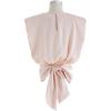imageCHICWISH Womens WhiteLight YellowSagePinkPistachio Satin Tie Back Sleeveless TopPink