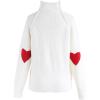 imageCHICWISH Women Comfy Casual Long Sleeve Heart Shape Patched GreyWhiteNavy Knit Top Pullover SweaterWhite