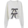 imageCHICWISH Women Velvet Tie Front Crop Ribbed Knit Cardigan Sweaters V Neck Long Sleeves Trendy Fall Winter Casual TopsWhite