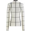 imageCHICWISH Womens Grid Mock Neck Knit Top Sweater Pullover Plaid Long Sleeve Casual Knitted Fall CheckeredIvory Gridmock Neck