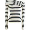 imageCHICWISH Womens Stripe Black OffShoulder LongSleeve Knit TopLongsleeveblack
