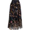 imageCHICWISH Women Floral Embroidered Tulle Skirt Flared A Line High Elastic Waist Mesh DoubleLayered Midi SkirtBlack